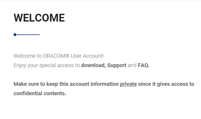 ORACOM® User Account